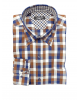Aslanis men plaid shirt with blue, brown and white OFFERS