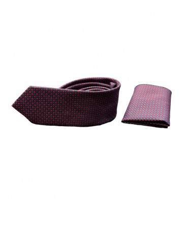 Raff tie with red geometric pattern