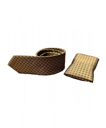 Cigar colored tie and handkerchief set