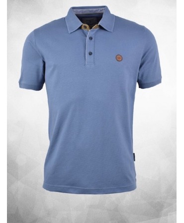 SIDE EFFECT T-shirt short sleeve seam with flap and perimeter of the collar in light blue with alcantara