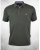 Green short sleeve t-shirt with flap and perimeter of the collar in light blue with alcantara SIDE EFFECT SHORT SLEEVE POLO 