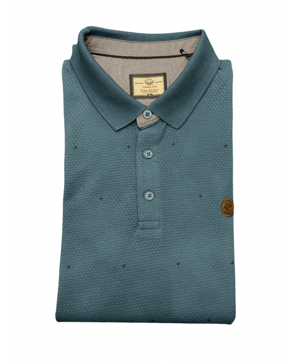 Side effect polo shirt on a sewing base with a blue pattern SHORT SLEEVE POLO 