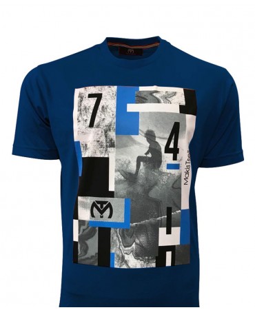 Tshirt blue with Makis Tselios print