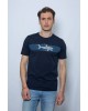 Side Effect blue t-shirt with embossed white whale on the front T-shirts 