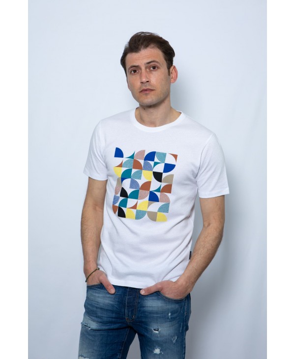 T-shirt cotton t-shirt with special print white side effect T-shirts 