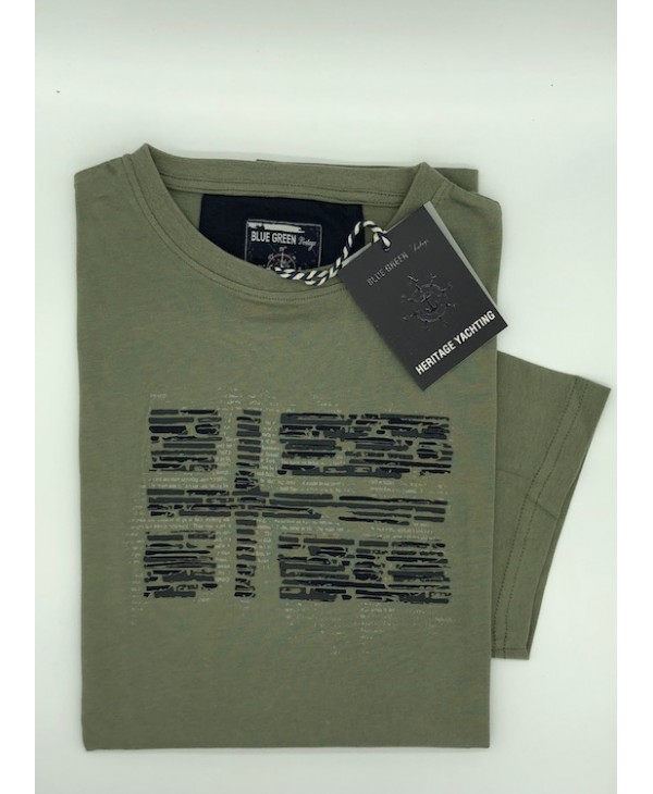 Cotton T-shirt with T-shirt Print Blue Green Oil T-shirts 