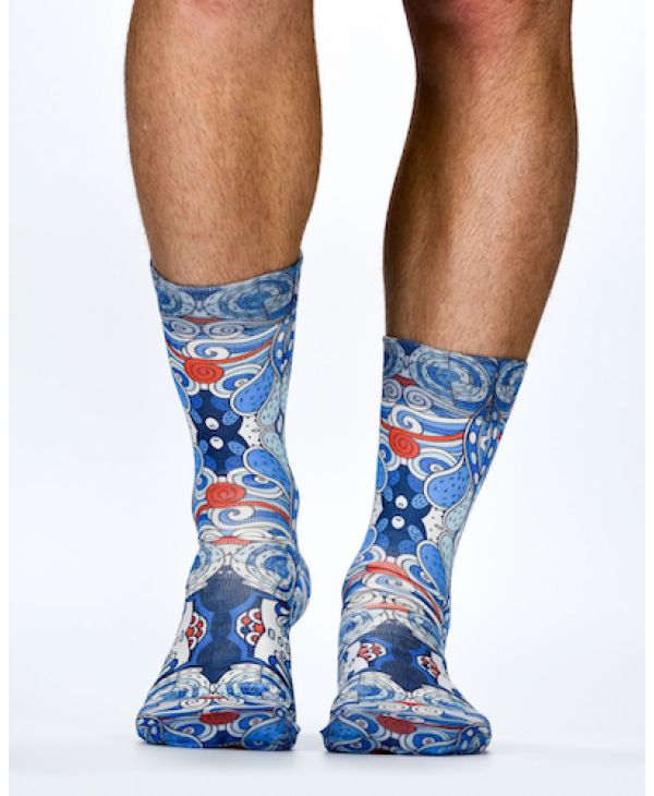 Ethnic Art Blue Man Sock Wigglesteps