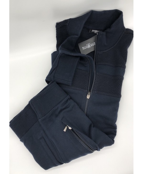 PreEnd Sweatshirt Cardigan with Zipper and Side Pockets in Blue Color JACKETS