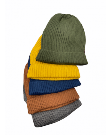 Meantime Men's Cap in Mustard Color with Elastic Knitting and Turning at the Finish