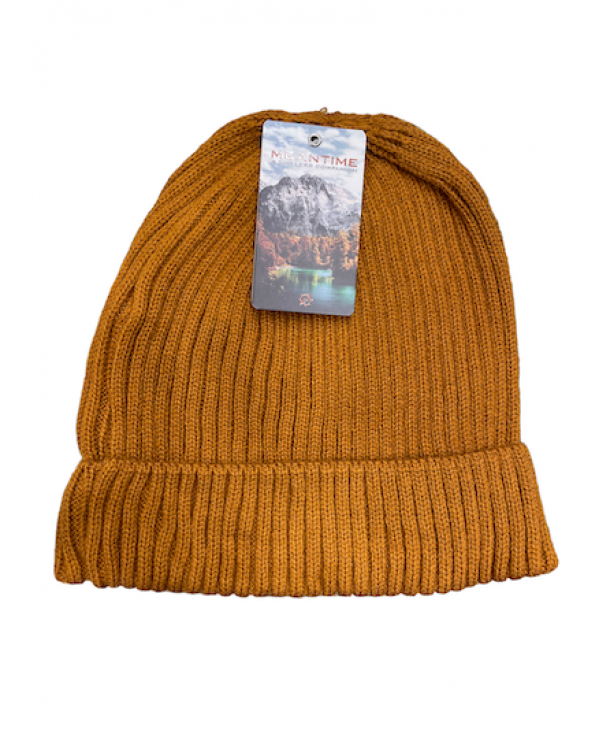 Men's Meantime Caps in Brown Color with Elastic Knitting and Turning at the Finish  MEN'S HATS